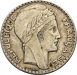 Large Obverse for 20 Francs 1938 coin