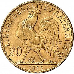 Large Reverse for 20 Francs 1899 coin