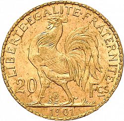 Large Reverse for 20 Francs 1901 coin