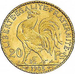 Large Reverse for 20 Francs 1903 coin