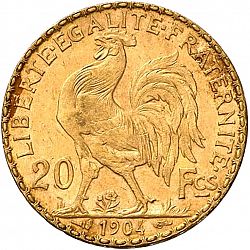 Large Reverse for 20 Francs 1904 coin