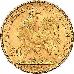 Large Reverse for 20 Francs 1905 coin