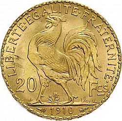Large Reverse for 20 Francs 1910 coin