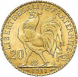 Large Reverse for 20 Francs 1911 coin