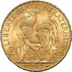 Large Reverse for 20 Francs 1912 coin