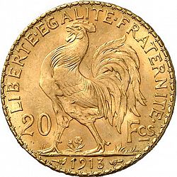 Large Reverse for 20 Francs 1913 coin