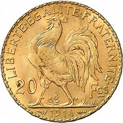 Large Reverse for 20 Francs 1914 coin
