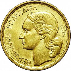 Large Obverse for 20 Francs 1950 coin