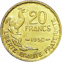 Large Reverse for 20 Francs 1950 coin