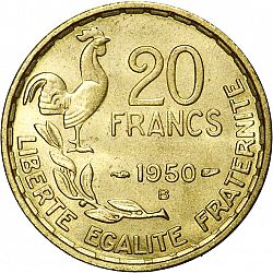 Large Reverse for 20 Francs 1950 coin