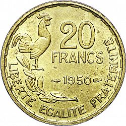 Large Reverse for 20 Francs 1950 coin