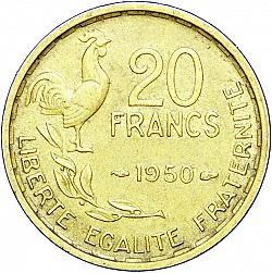 Large Reverse for 20 Francs 1950 coin