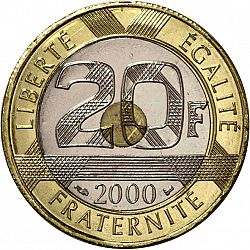 Large Reverse for 20 Francs 2000 coin