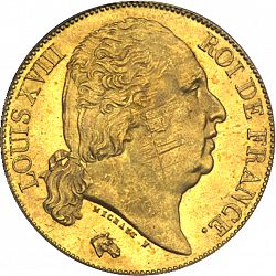 Large Obverse for 20 Francs 1816 coin