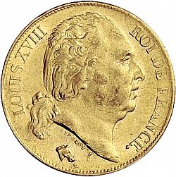 Large Obverse for 20 Francs 1818 coin