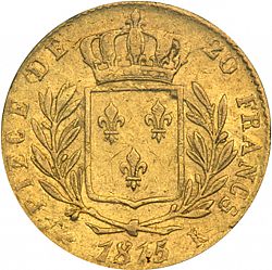Large Reverse for 20 Francs 1815 coin