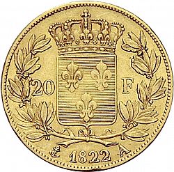 Large Reverse for 20 Francs 1822 coin