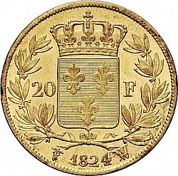 Large Reverse for 20 Francs 1824 coin