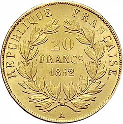 Large Reverse for 20 Francs 1852 coin