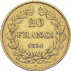 Large Reverse for 20 Francs 1834 coin