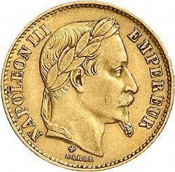 Large Obverse for 20 Francs 1870 coin