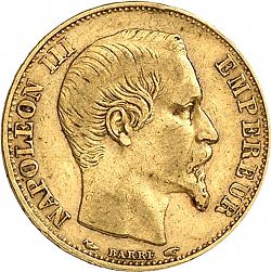 Large Reverse for 20 Francs 1854 coin