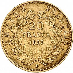 Large Reverse for 20 Francs 1855 coin