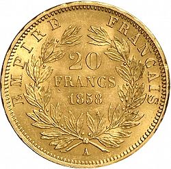 Large Reverse for 20 Francs 1858 coin