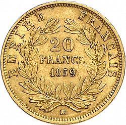 Large Reverse for 20 Francs 1859 coin