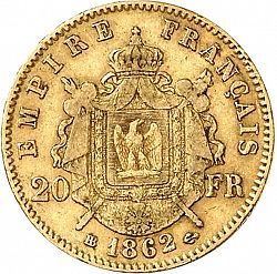 Large Reverse for 20 Francs 1862 coin