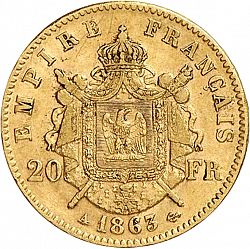 Large Reverse for 20 Francs 1863 coin