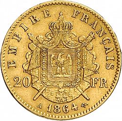 Large Reverse for 20 Francs 1864 coin