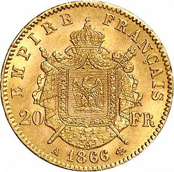 Large Reverse for 20 Francs 1866 coin