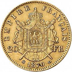 Large Reverse for 20 Francs 1870 coin