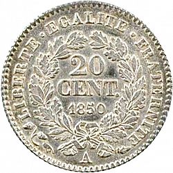 Large Reverse for 20 Centimes 1850 coin