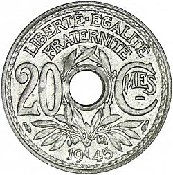 Large Reverse for 20 Centimes 1945 coin