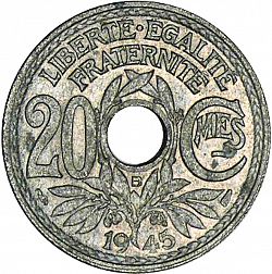 Large Reverse for 20 Centimes 1945 coin