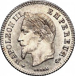 Large Obverse for 20 Centimes 1864 coin