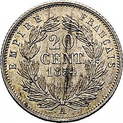 Large Reverse for 20 Centimes 1854 coin