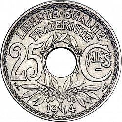Large Reverse for 25 Centimes 1914 coin