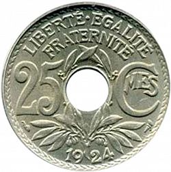 Large Reverse for 25 Centimes 1924 coin