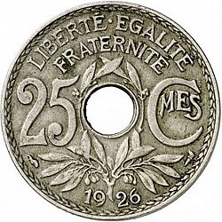 Large Reverse for 25 Centimes 1926 coin