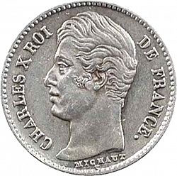 Large Obverse for 1/4 Franc 1825 coin