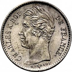 Large Obverse for 1/4 Franc 1827 coin
