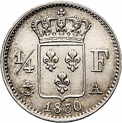 Large Reverse for 1/4 Franc 1830 coin