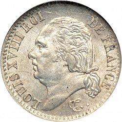Large Obverse for 1/4 Franc 1818 coin