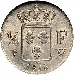 Large Reverse for 1/4 Franc 1818 coin