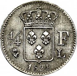 Large Reverse for 1/4 Franc 1824 coin