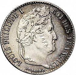 Large Obverse for 1/4 Franc 1835 coin