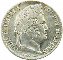 Large Obverse for 1/4 Franc 1839 coin